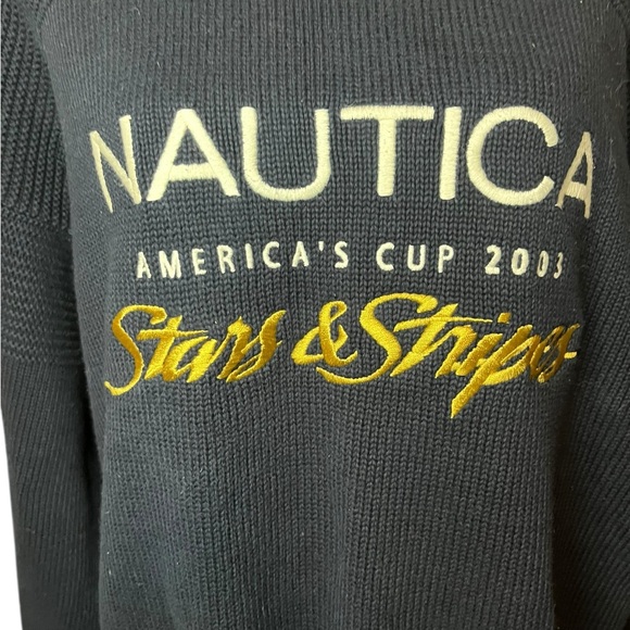 Nautica Black Crewneck Sweater with Gold Accents - Picture 8 of 9
